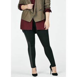 Black Vegan Leather Side Ponte Leggings